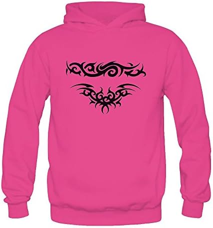 WAWPU Women's Cool Tribal Tattoo Print Pullover Hoodie sizekey Pink