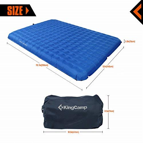 KingCamp 2-Person PVC-Free Ultra Light Camping Airbed with Battery Operated Pump, 6 Pounds