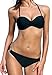QingLemon Twist Bandeau Bikini Set 2 Pcs Swimwear Swimsuit for Women (Medium (US Size 4-6), Black)(FBA)