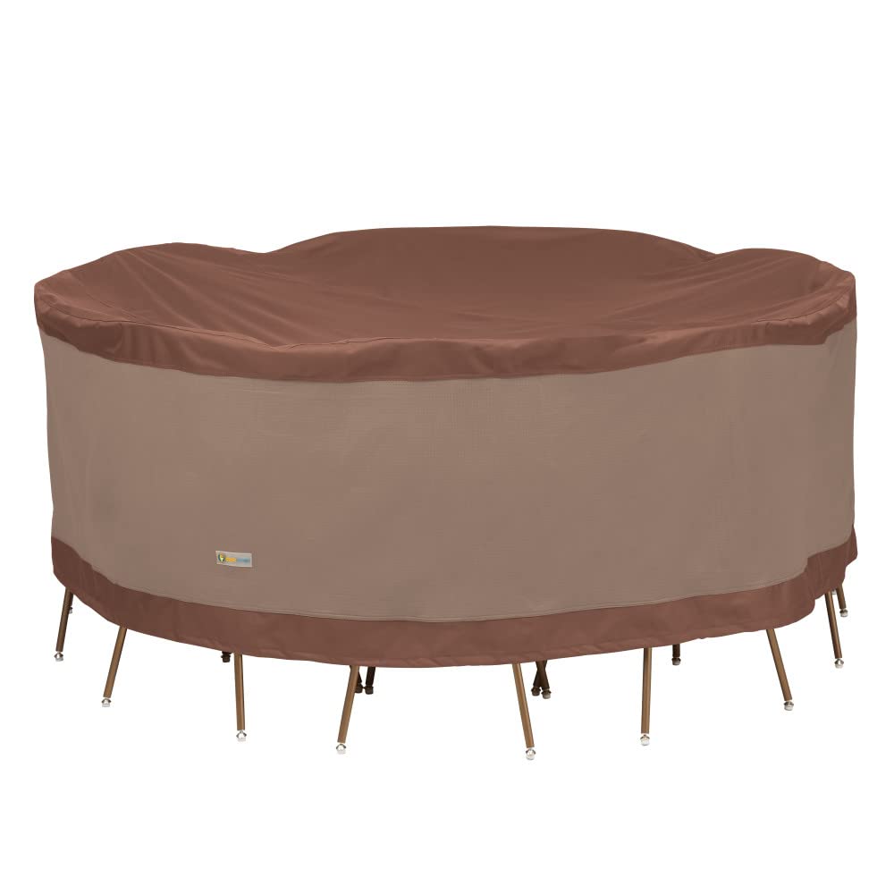 DUCKCOVERS Ultimate Water-Resistant 84 Inch Round Patio Table & Chair Set Cover, Outdoor Table Cover