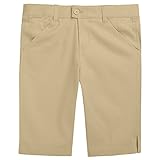 French Toast Big Girls' Twill Bermuda Short, Khaki, 8