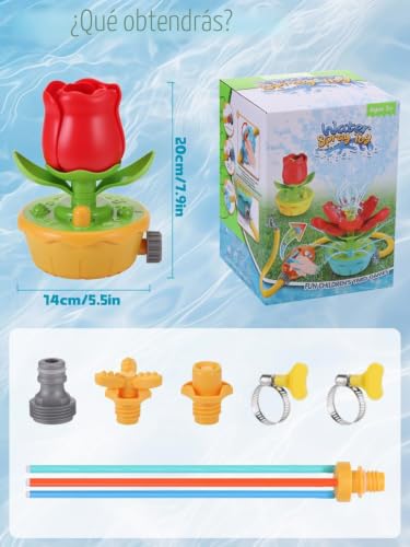 Water Games for Kids Outdoor 3 4 5 6 Years, Sprinkler Kids Flower Shape with 3 Kinds of Jet, Outdoor Grass Water Toys with Hoses, Summer Gift for 3 4 5 6 7 8 9 10 Years Old