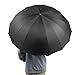 Becko 47 Inches Black Auto Open Umbrella Long Umbrella with 16 Ribs, Durable and Strong Enough for the Fierce Wind and Heavy Rain, Classic Style with Soft Foam Rubber Stick Handle, Unisex Umbrella