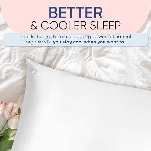 Blissy Silk Pillowcase - 100% Pure Mulberry Silk - 22 Momme 6A High-Grade Fibers - Silk Pillow Cover for Hair & Skin - Regular, Queen & King (Blissy White, King)