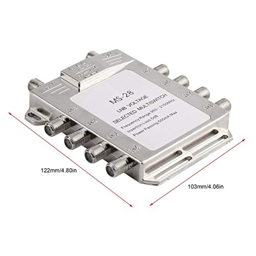 Dofranmigo Portable 2x8 JS-MS28 Satellite Signal Multiswitch 950-2150MHz LNB Voltage Selected Switch Low Loss LNB Receiver Multiswitch