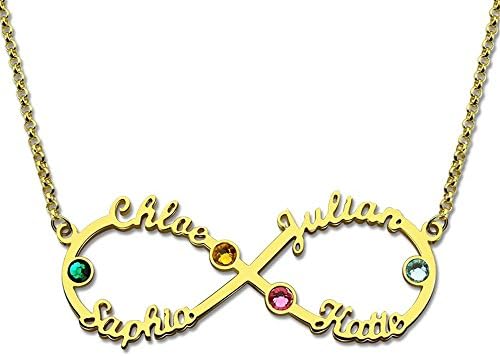 XXI0c2sd2s Silver Infinity 4 Names Necklace with Birthstones Personalized Infinity Necklace Mother's Necklace Birthstone Jewelry