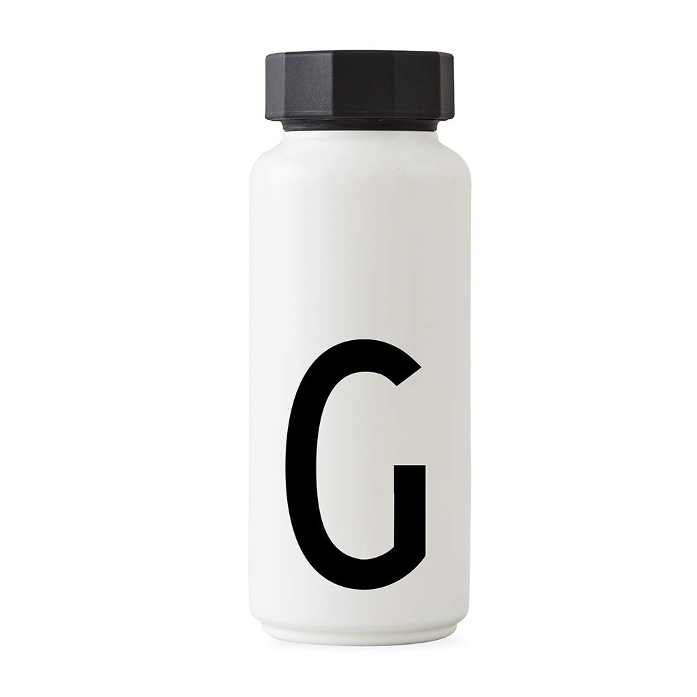 Design Letters Personal Thermo/Insulated Bottle (White) - G - BPA-Free Double Walled Vacuum, Stainless Steel, Nordic Design, Keeps Cold for up to 24 Hrs/Hot up to 12 Hrs, 500 ml, Leak-Proof, 280 g.
