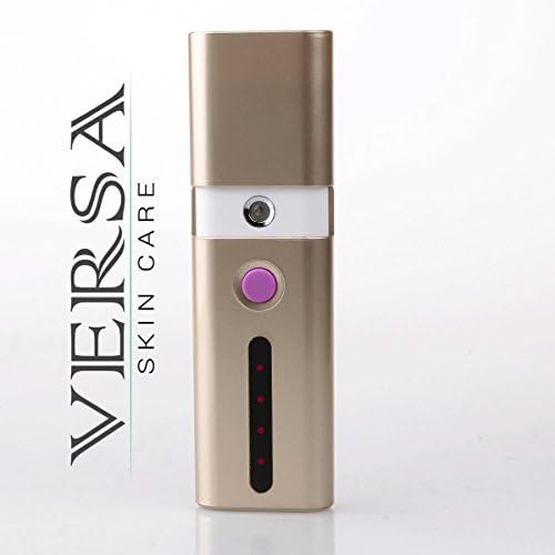 VERSA - Nano Cool Mist Spray Atomization Facial Mister Eyelash Extensions with 3000 mAh Power Bank Phone Charger – Humectant Steamer Moisturizing Eyes beauty instrument – Advanced dermatology (Gold)