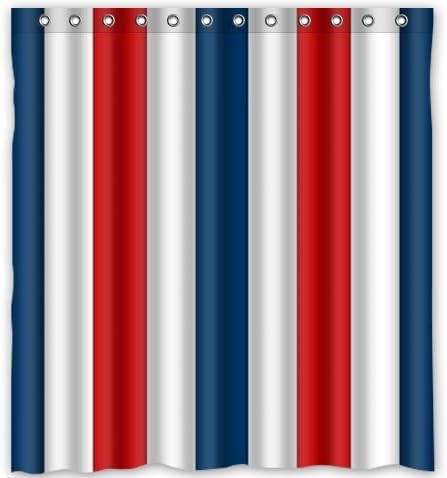 BravoVision Custom Red White and Blue Stripes Waterproof Bathroom Shower Curtain 66"x 72"
