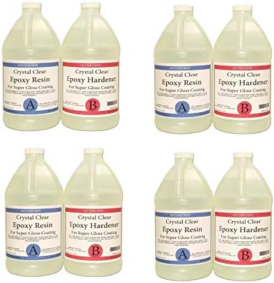 EPOXY Resin Crystal Clear 1 Gallon Kit. for Super Gloss Coating and TABLETOPS (4)
