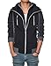 LCJB TheLees Mens Casual 2 Tone Plain Solid Double Zipper Hood Cotton Jacket