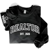 Chillever Personalized Embroidered Realtor Sweatshirt, Custom Name on Sleeve with Heart, Personalized Gift for Realtor, Student Graduation Gifts, Sweater for Women Crewneck, Gift Birthday for Her Him