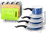 2 Pack - SimpleHouseware Kitchen Cabinet Pan and Pot Cookware Organizer Rack Holder, Chrome (Kitchen)