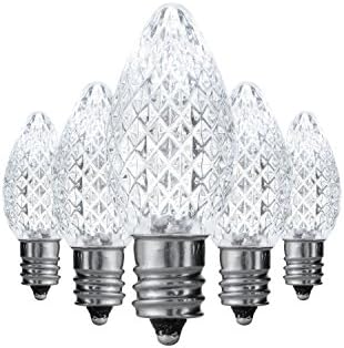 Holiday Lighting Outlet Faceted C7 Christmas Lights | Cool White LED Light Bulbs Holiday Decoration | Warm Christmas Decor for Indoor & Outdoor Use | 2 SMD LEDs in Each Light Bulb | Set of 500