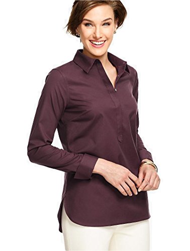 Talbots Wrinkle Free Burgundy Rose Blouse Top Shirt Size 12