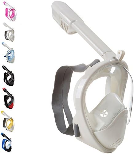 Full Face 180°View with Anti-fog and Anti-leak Technology Easy Breathing Scuba Masks White L/XL
