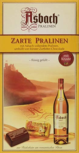 RCP Asbach Zarte Pralinen, Zartbitter-Schokolade, Mit Kruste, Flüssige Füllung, Alkoholhaltig, Tolles Geschenk, 125 g