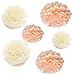 Set of 6 Mixed Peach Cream Ivory Beige Wedding Flower DIY Tissue Paper Pom Poms Anniversary Birthday Party Girl Room Hanging Decoration