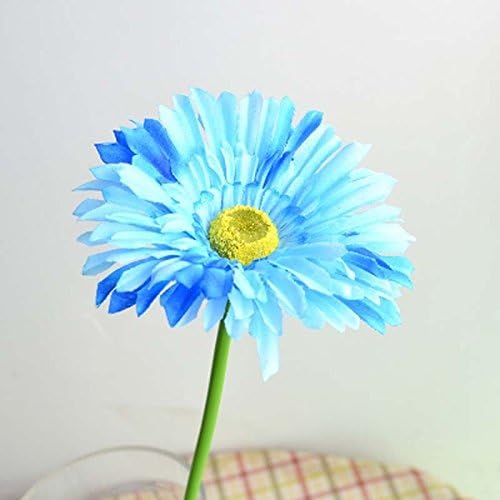 AMAZZANG-Artificial Silk Daisy Gerbera Big Flower Bouquet Fake Wedding Living Room Decor 5pcs (blue)