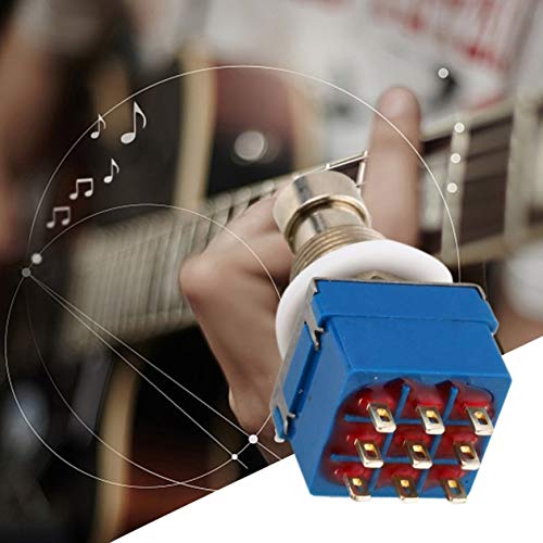 Heraihe 9-pin 3PDT Guitar Effects Pedal Box Stomp Foot Metal Switch True Bypass Practical Metal Switch Guitar Accessories Blue & Silver