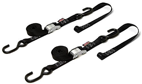 PowerTye 23622 Black/Black 1" X 6ft Cam Buckle Soft-Tye Tie-Downs with Integrated Soft Hooks