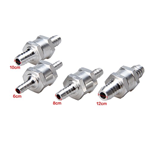Excelvan 2 Packs 6MM/0.24Inch 1/4” Chrome Aluminium Fuel Non-return One Way Check Valve Oil Petrol Diesel Marine Water - Thumbnail 4