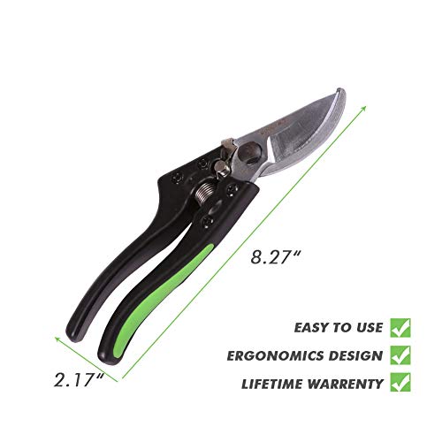 IRRIGLAD Steel Bypass Pruning Shears 8" Garden Scissors 2PC