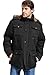 Yozai Mens Winter Parka Insulated Warm Jacket Military Coat Faux Fur with Pockets and Detachable Fur Hood 370 Black Medium