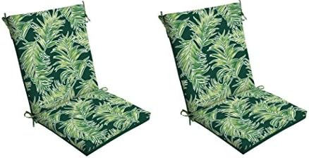 Set 2 Patio Chair Seat Pad Replacement Cushion Reversible Floral for Outdoor Furniture Garden Yard Porch Deck Tropical Decor