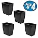 mDesign Rectangular Trash Can Wastebasket, Small Garbage Container Bin for Bathrooms, Powder Rooms, Kitchens, Home Offices - Pack of 4, Shatter-Resistant Plastic, Black