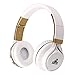 ARTIX BT5 Bluetooth Headphones On-Ear Wireless Earphones, Lightweight, Foldable, Adjustable Headset w/Built in Microphone, 3.5mm Cable for Wired Use/Work, Travel, Sport, Kids Teen Adult White/Gold