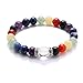 TGS Gems® 1 Strand Long Polished Natural Gemstone Colorful Round Beads Chakra with Rock Crystal Bracelet Jewelry Supplies DIY Accessaries Friend Gift