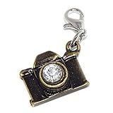 Pro Jewelry Dangling Bronze "Camera w/ White