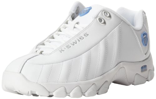 K-Swiss Women's ST329 Lace-Up Fashion Sneaker,White/Silver/Carolina,9 M US