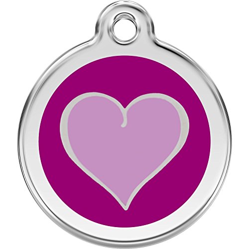 Red Dingo Personalized Purple Heart Pet ID Dog Tag (Medium)