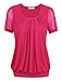 Timeson Women Shirts and Blouses Short Sleeve V Neck Pleated Front Tunic Top for Juniors X-Large Light Rose