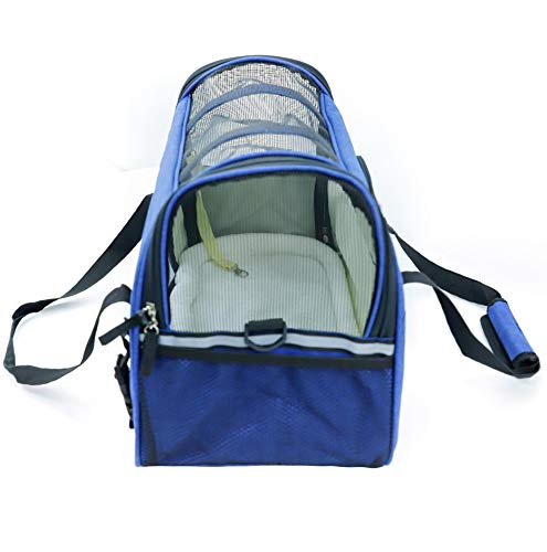 Mr. Peanut's Airline Approved Soft Sided Pet Carrier by, Two-Tone Luxury Travel Tote with Fleece Bedding, New Design, Under Seat Compatibility, Perfect for Cats and Small Dogs (Deja Blue)