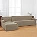 CHUN YI Stretch Sectional Couch Covers Soft L Shaped Sofa Slipcovers with Elastic Bottom, Jacquard Chaise Lounge Set for Living Room 2 Seat Sofa (Left Chaise,Sand)