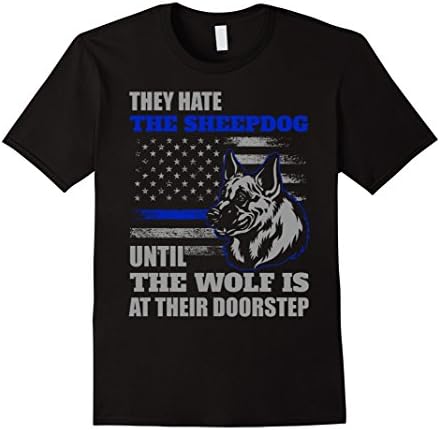 Mens Thin Blue Line American/ Police shirt: THEY HATE SHEEPDOG 2XL Black