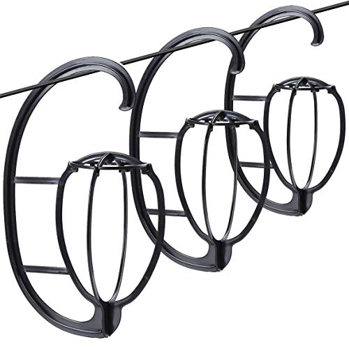 Leeven 3Pcs Black Wig Hanger Collapsible Hair Dryer Holder for Short and Long Wigs Hats Caps Portable Travelling Hair Dryer Holders Wig Accessories