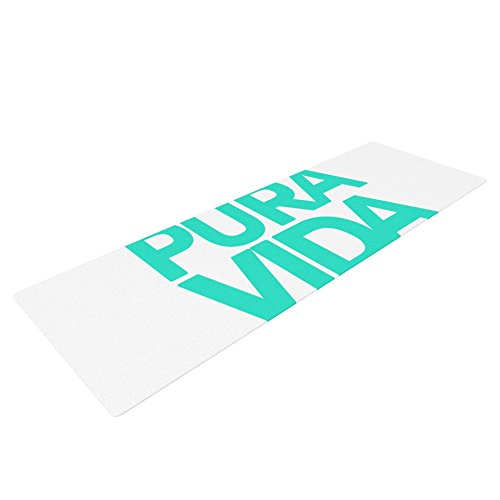 Kess InHouse Geordanna Cordero-Fields Turquoise Pura Vida Yoga Exercise Mat, Blue/White, 72 x 24-Inch