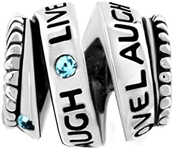CHARMED LIFE Blue Crystal Live Love Laugh Charm Beads For Bracelets