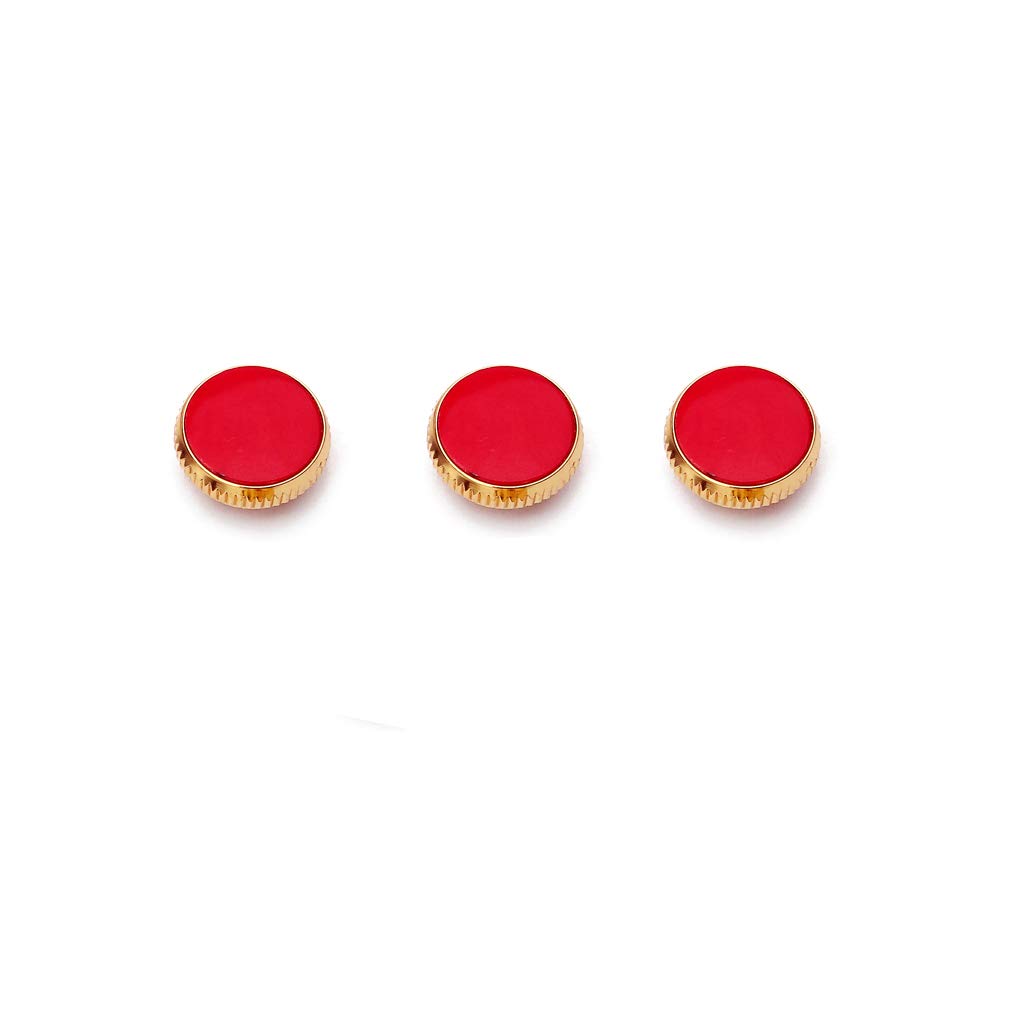 Alnicov Gold Plated Stone Inlays Trumpet Finger Buttons for Trumpet Replacement Red Set of 3