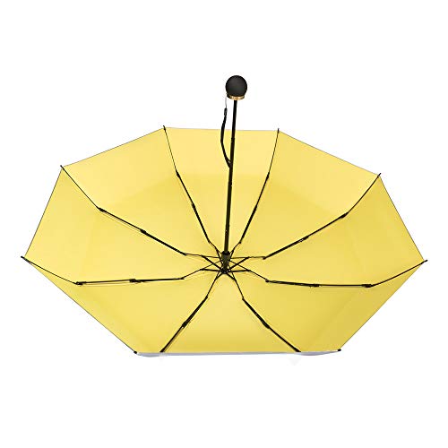 ATOFUL 8Ribs UPF50+ UV Blocker Parasol Manual Mini Umbrella Windproof UV Protection Wind Resistant Lightweight Folding Sun-Rain anti UV Umbrella 7.8" Titanium Compact Vent Sun Umbrella (Lemon Yellow)