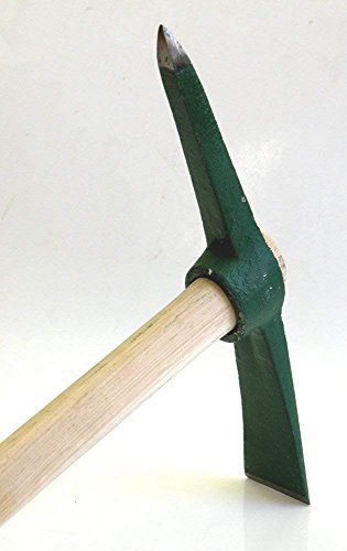 Ergonomic Small Hand-Held Garden Pick Mattock Digging Tool,Great for Cultivating and Weeding-Pickaxe with Wooden Handle (12.75-inch Overall in Length With 1.5" x 9" Steel Blade)