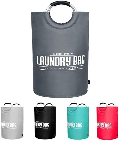 RFWIN Large Portable Laundry Bag, Travel Waterproof Laundry Basket, Toy Clothing Storage Bag, Foldable Laundry Collector Kids Bedroom (Dark Gray)