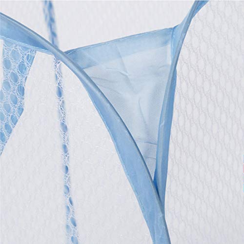 Portable, Durable Handles, Laundry Basket Pop Up Mesh Bin Tidy Storage Foldable Cloth Washing Bags Hamper 2Pcs (Blue)