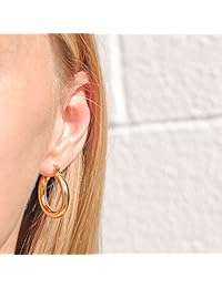 Pendientes grandes de aro de oro de 18 quilates para mujer, 0.157 in de grosor, aro de tubo, aros de oro