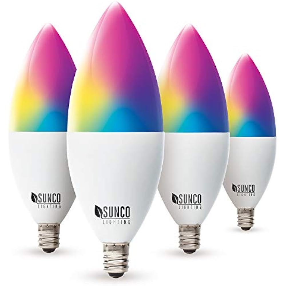 4 Pack WiFi LED Smart Bulb, B11 Candelabra, 4.5W, E12 Base, Color
