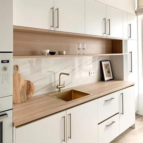 Talentedeco 10 Pack Champagne Bronze Pulls, 160mm(6.3Inch) Center to Center Hole Center, Kitchen Cabinet Handles for Drawer Dresser, Cupboard and Wardrobe